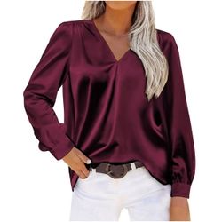 Red satin top large