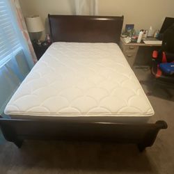 Queen Bed Frame With used mattress For Sale