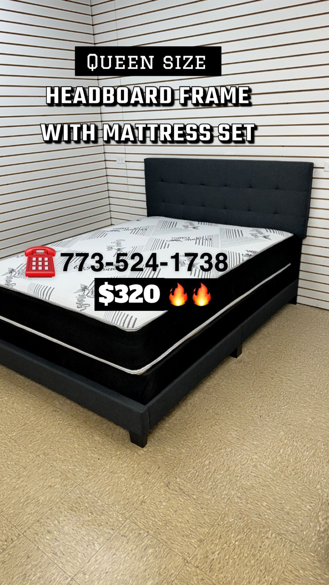 Queen Bed Headboard Footboard Mattress Box Spring All Included Brand New In Box 📦 Same Day Delivery 🚚 