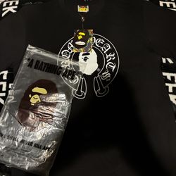 Black Chrome Hearts Bape T-Shirt Size M
