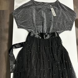 Sparkly Silver Dress With Black Cover Up