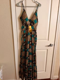 Cheetah  long silk dress