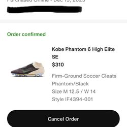 Kobe Phantom 6 High Elite SE Size 12.5