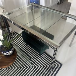 DINING TABLE - EXTENDABLE - GLASS AND CHROME