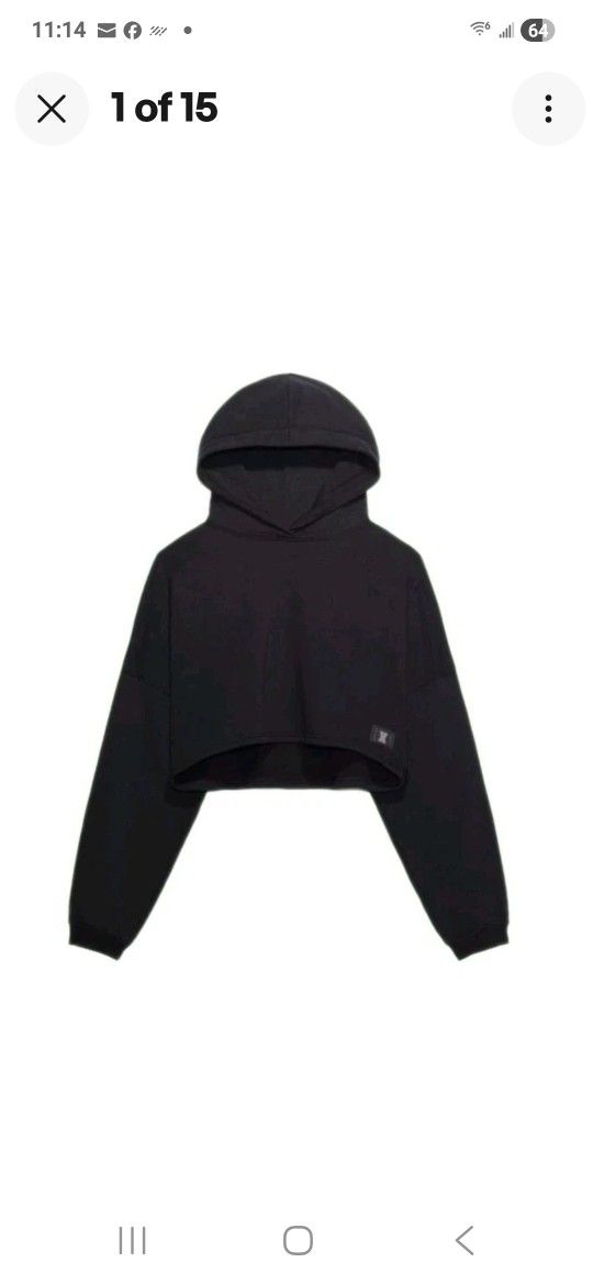 New Savage X Fenty Rihanna Sweatshirt Top Size XL Cropped Hoodie Black New With Tags 