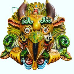 Handmade Wooden Garud( Bird) Mask 