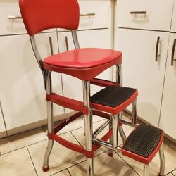 Cosco Retro Counter Stool with Pull Out Step Stool 
