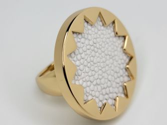 House of Harlow 1960 14kt plated Sz 6 Sunburst Ring White Sand 