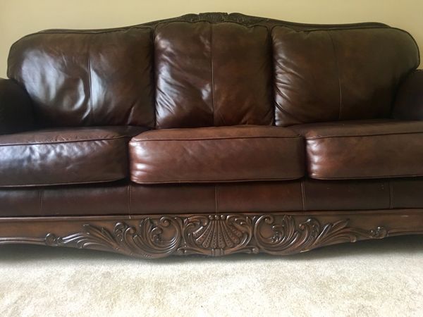 Real Brown Leather Sofa Furniture In Raleigh Nc Offerup