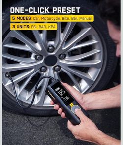 Tire Inflator Portable Air Compressor, 1 Min Fast Inflation, 150PSI Cordless Tire Inflator with LED Dual Screen, Suitable for MPV, Car, Motorcycle, Up