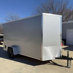 2026 New 6x12 SA Screwless Enclosed Trailer | Spoiler Package | .08 Polycor | Dexter Axles | 123 (Silver)