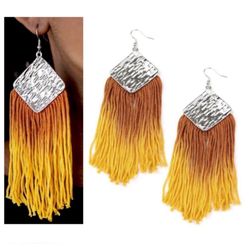 NWT Paparazzi Dip The Scales Ombré Brown/Yellow Fringe Earrings