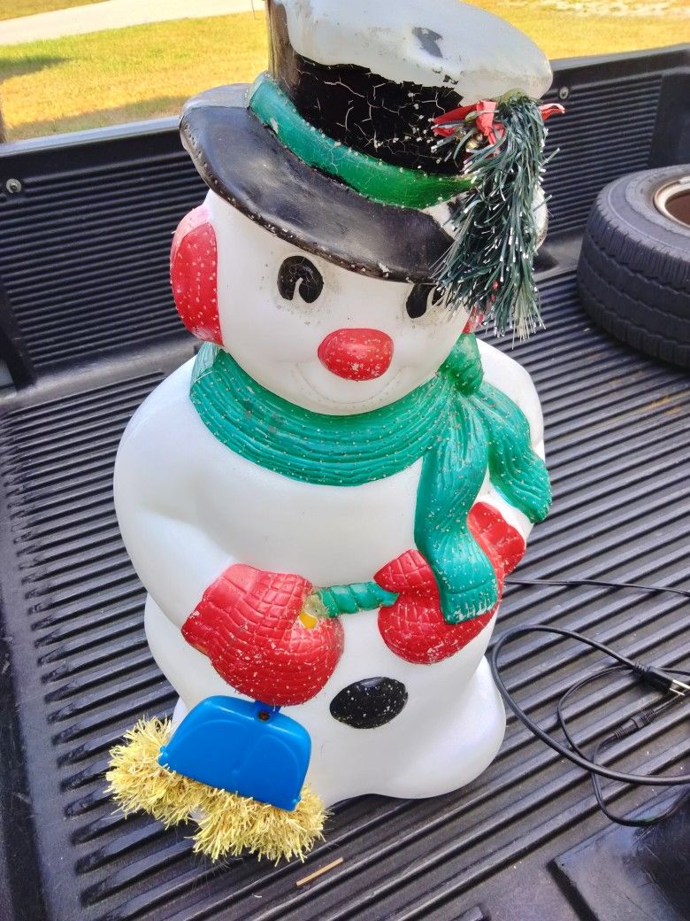 Vintage Fiber Optic Blow Mold Snowman