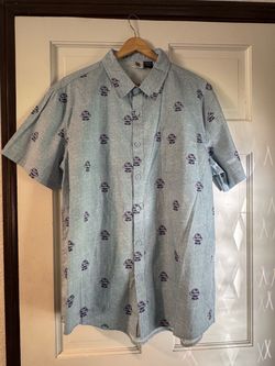 Pabst Blue Ribbon Button-Down Short Sleeve Shirt size Large
