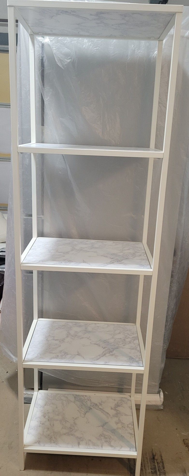 White and Marble Metal Shelf Unit