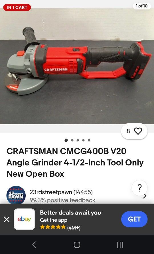 Craftsman Grinder 20 Volt Tool Only