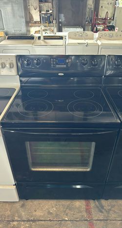 Whirlpool Electric Stove Black - Glass Top, Self Clean
