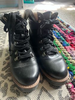 Black Lace-Up Boots Size 6