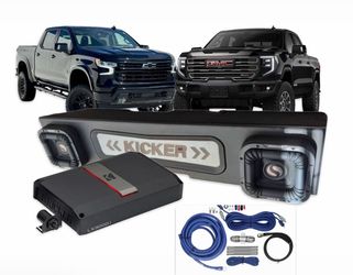 GMC SIERRA CHEVY SILVERADO CREW CABS FULL BASS PACKAGE KICKER SOLO X 8” CUSTOM BOX INSTALLED