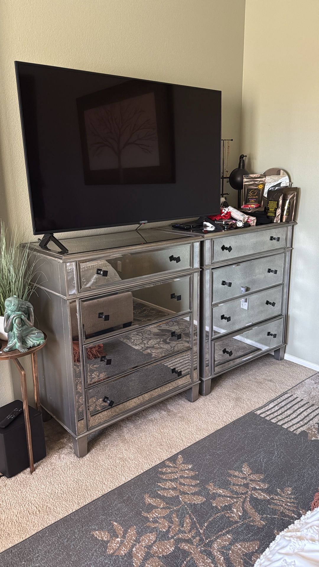 2 (Pier1) Hayworth Silver Mirrored 4-drawer Dressers