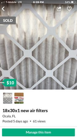 18x30x1 new air filters
