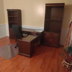 Office Table And Shelves And Chair