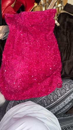 Pink Sparkly Strapless Dress