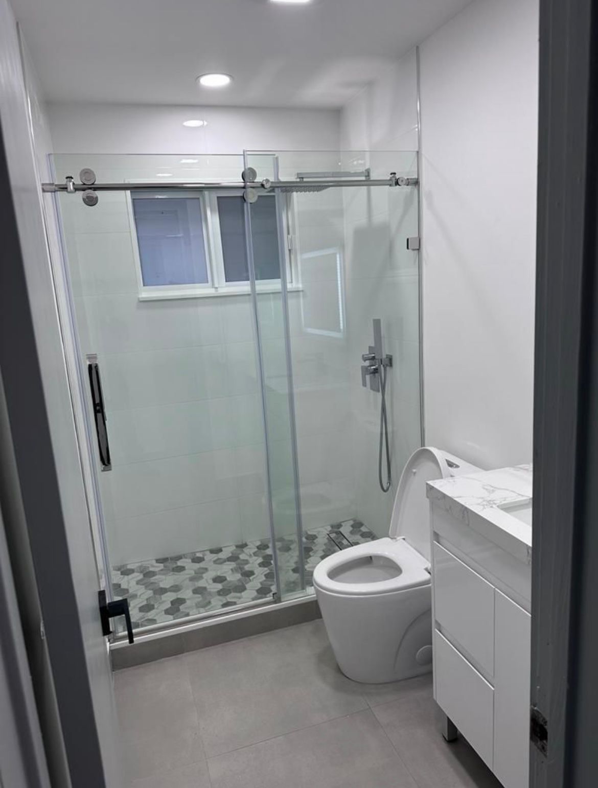 Shower Door. Bathroom Vanity