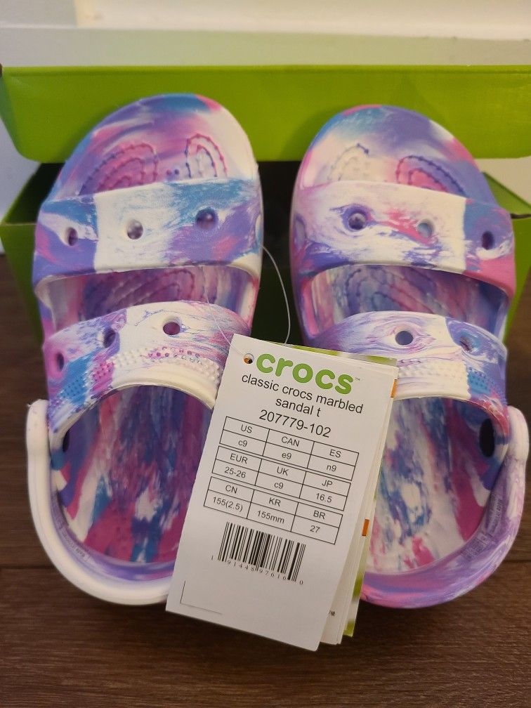 NEW Crocs Marble Sandals Sz C9