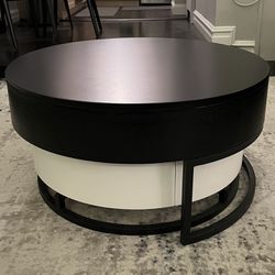 Coffee Table with Storage & Lift Top, Black & White