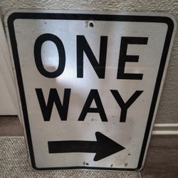 Used One Way Sign With Right Arrow