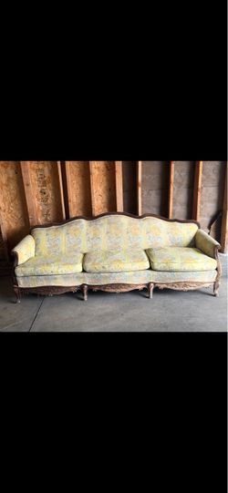 Vintage French Provincial Carved Wood Sofa