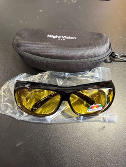 Night Vision Pro Driving Glasses Anti-Glare Polarized Wear Over Yellow Lens