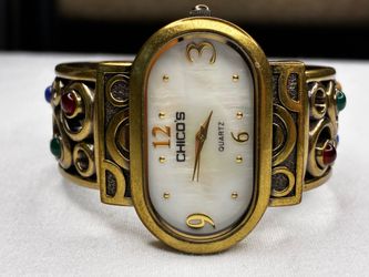 Chico's Vintage Cuff Watch With Colorful Stone Embellishments. Needs A Battery.