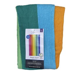 Large beach towel striped multicolor quick dry 34”x64” hanging loop 