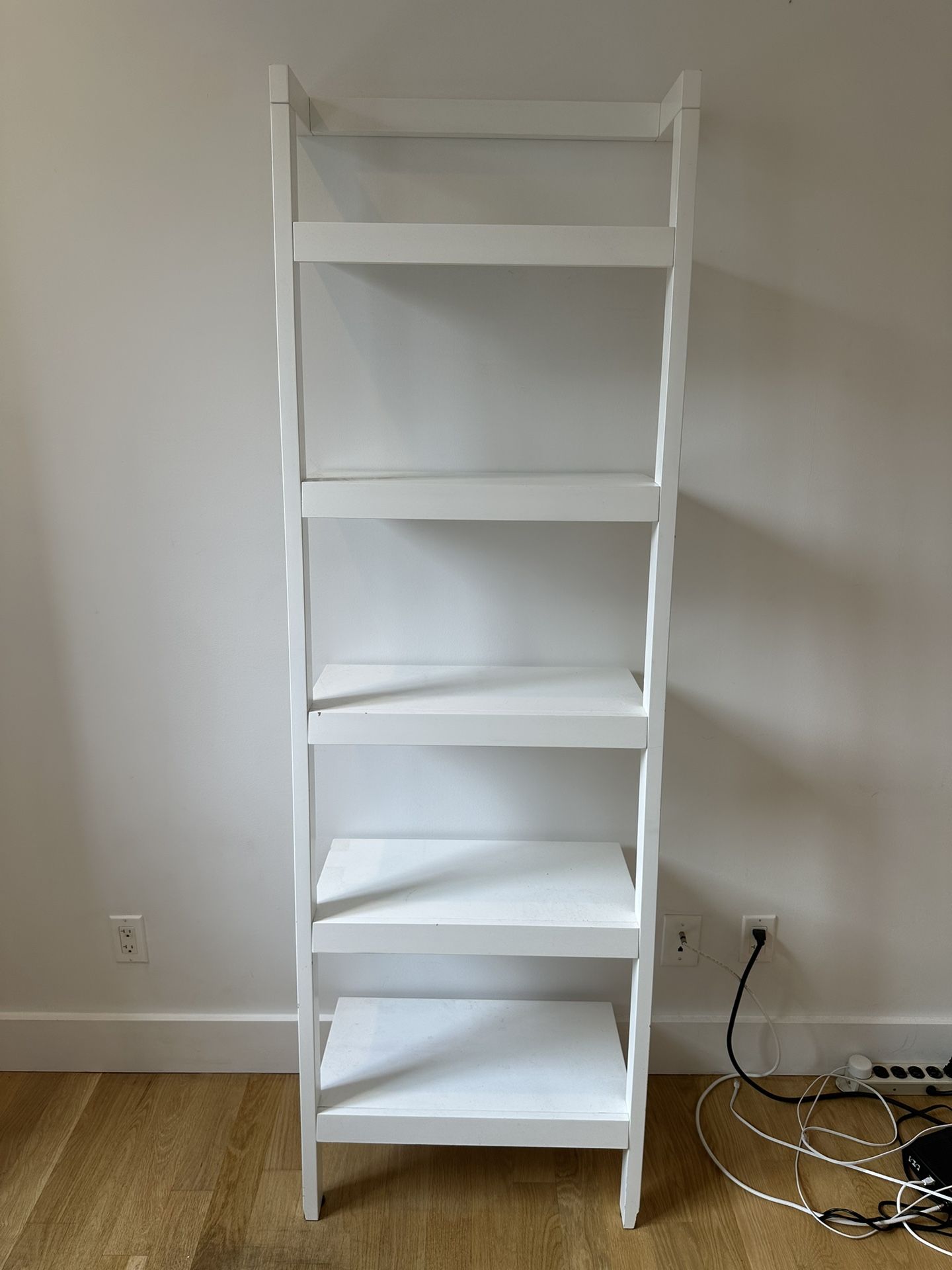 White Leaning Bookshelf (Amazing Condition)(Crate & Barrel)