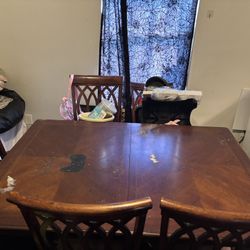 Brown Wooden Dining Room Set 