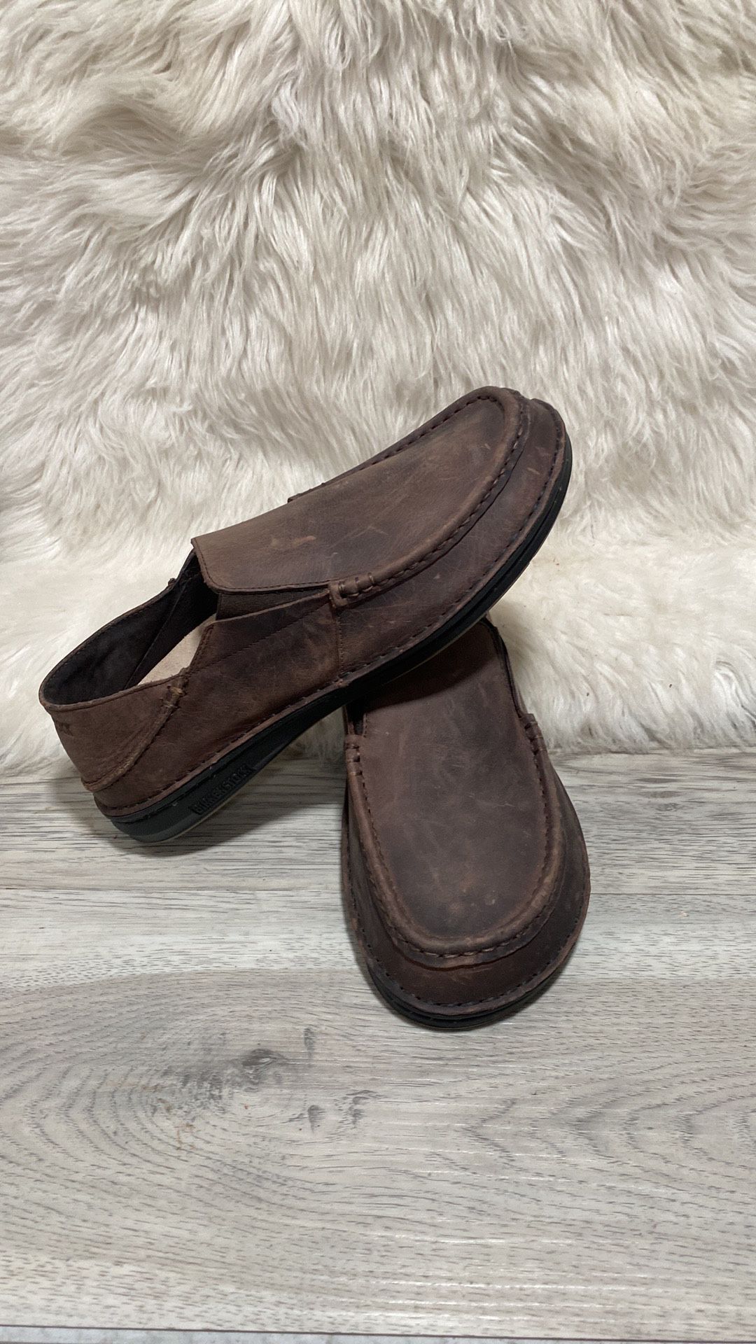 New Birkenstock Mens Duma Oiled Brown Leather Slip On SZ 8 Originally $150 