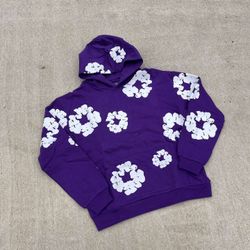 Purple Denim Tear Hoodie 