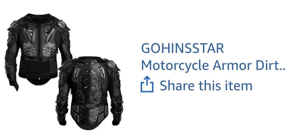 Motorcycle Gear Armor, Biker Size L NEW 25