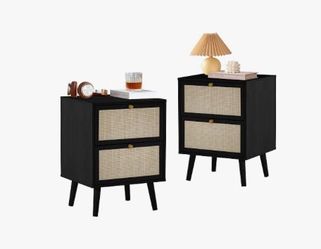 New - Rattan Modern Night Stand Set