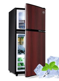 Krib Bling FLS-80-WOOD 3.5 Cu. Ft. Compact Refrigerator with Top Freezer – Wood Grain