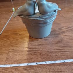 Gray Ceramic Lovebirds Planter With Succulents 