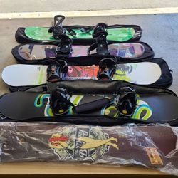 Burton; Solomon Snowboards With Bindings And Bags