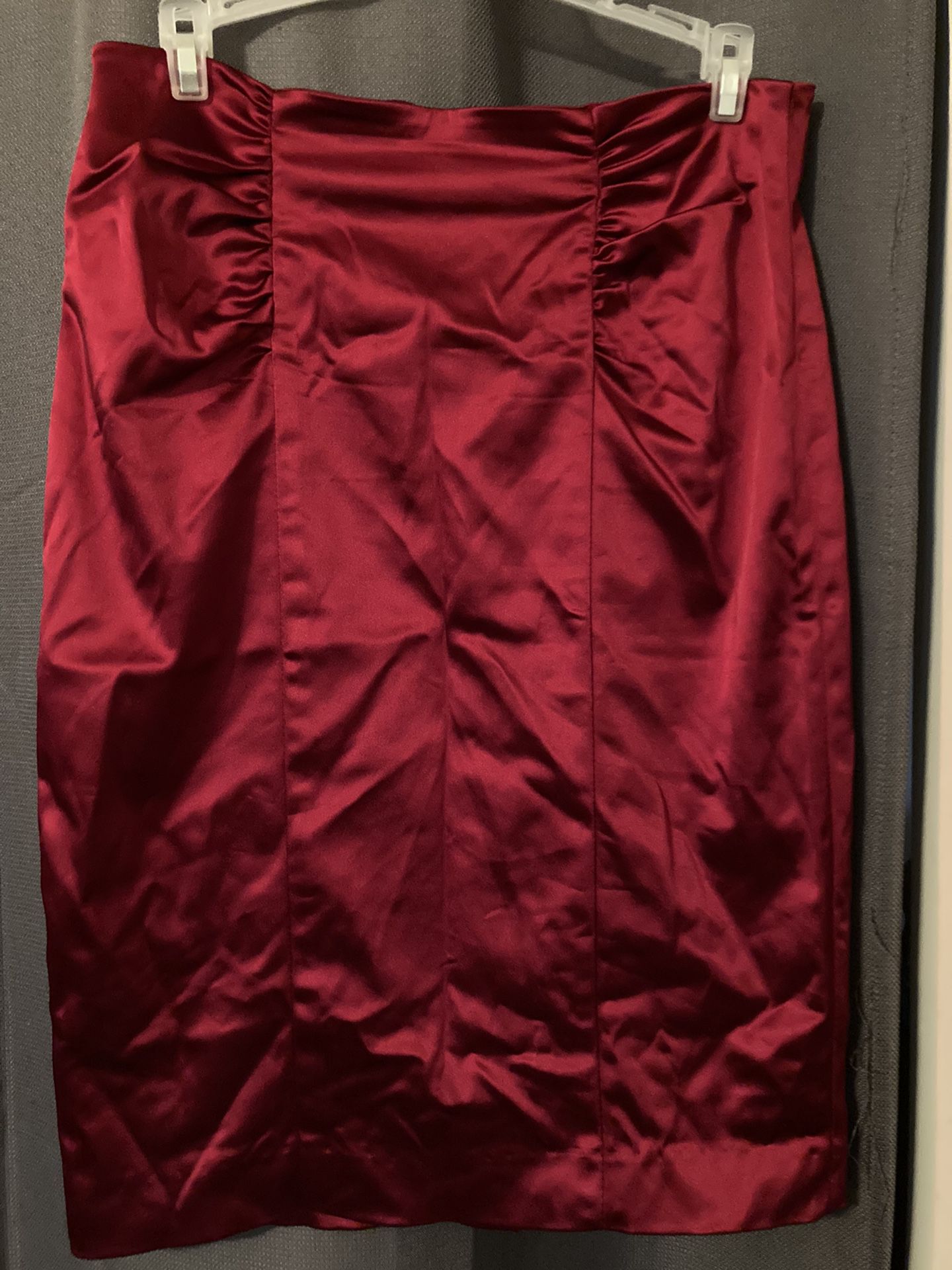 BEBE Stretchy Red Pencil Style Skirt With Back Slit