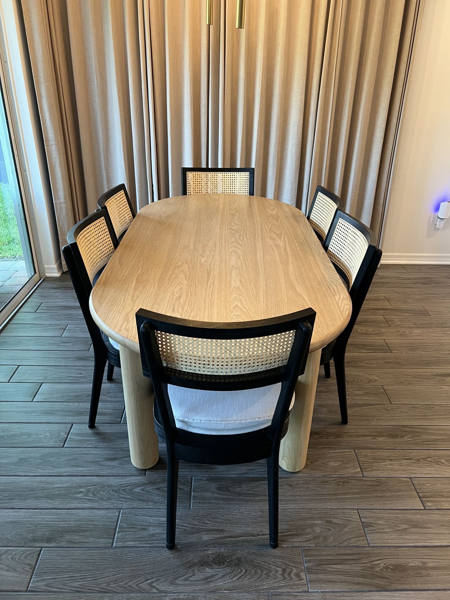 Wooden dining table with 6 chairs