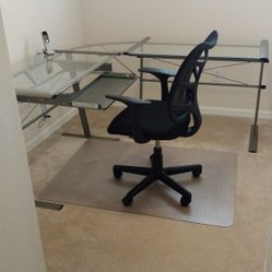 Beautiful L Shape Glass Table & Beautiful Black Chair