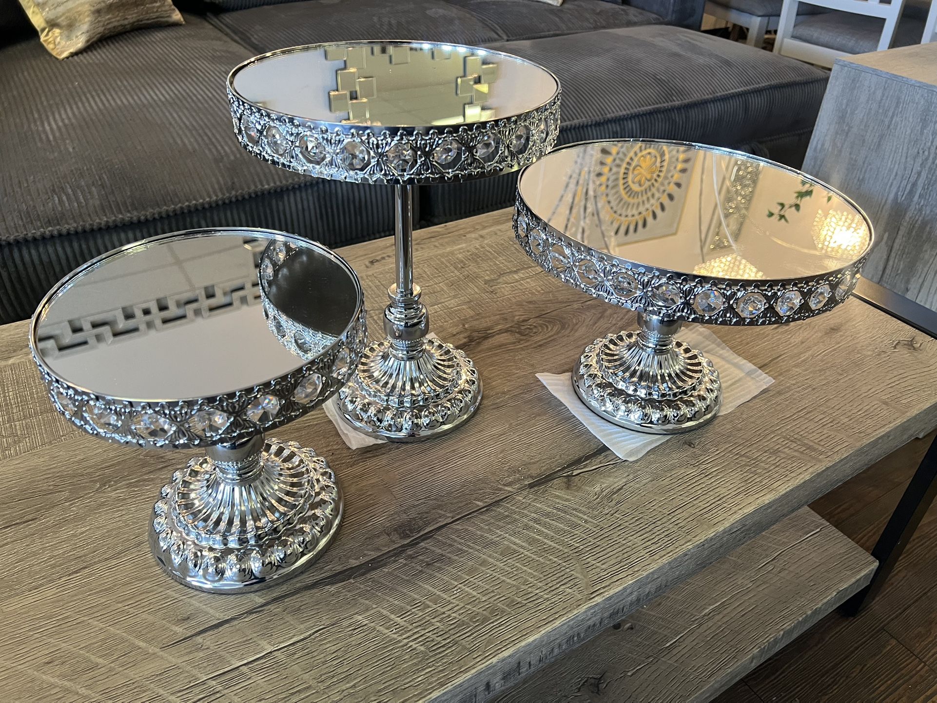 3 Pc Silver Cake Stand