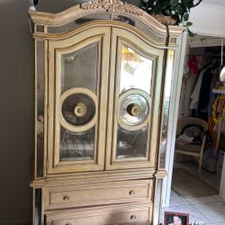 Italian Mirrored Cream Armoire 