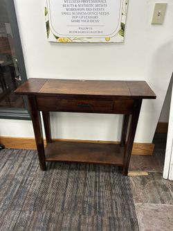 Customized Art & Craft Style Solid Walnut Mixed Rosewood 1 Drawer Console Table.